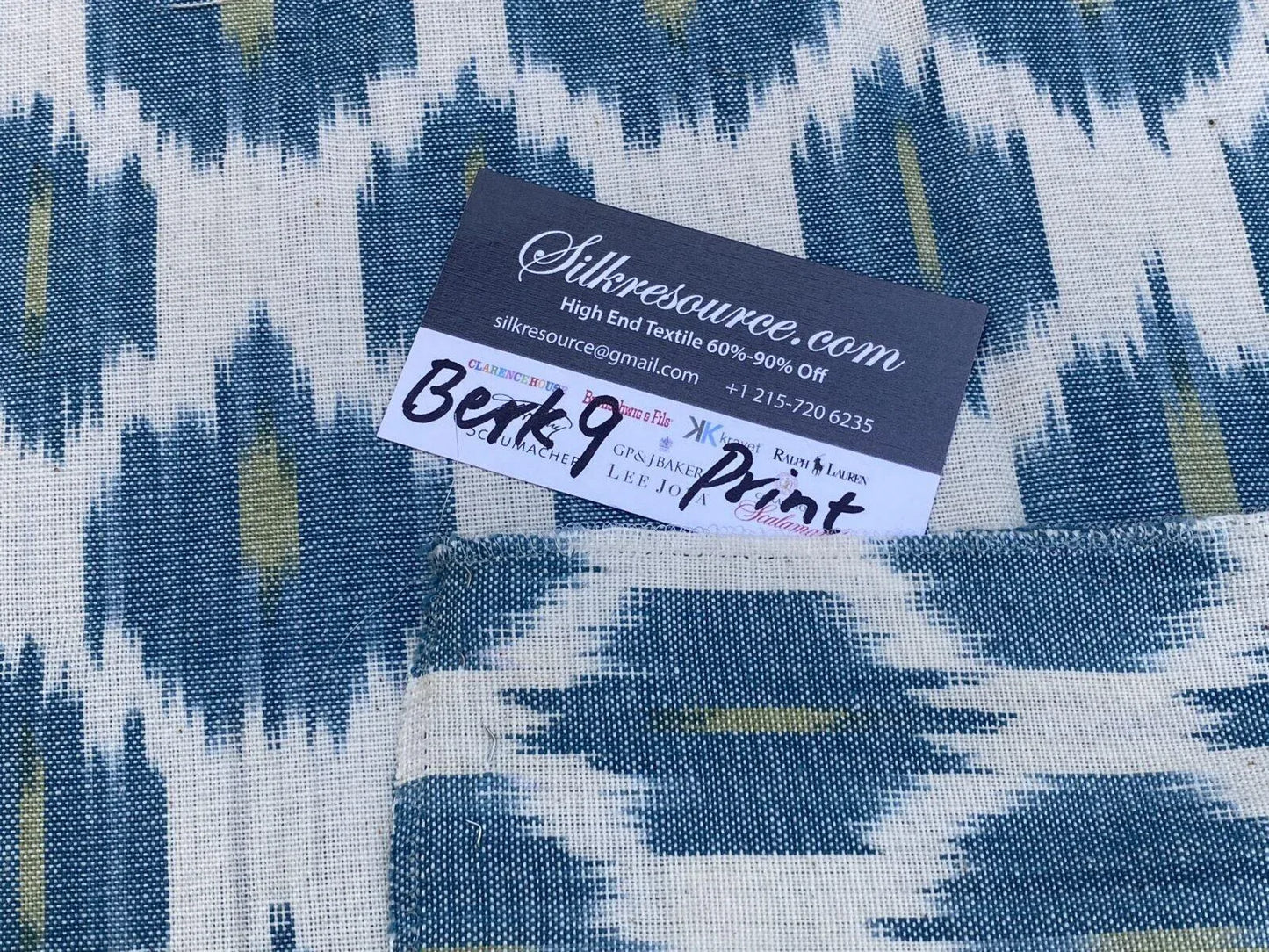 5 Berkbox9 Length Scalamandre Print 29x26 Inches Green, Blue And White