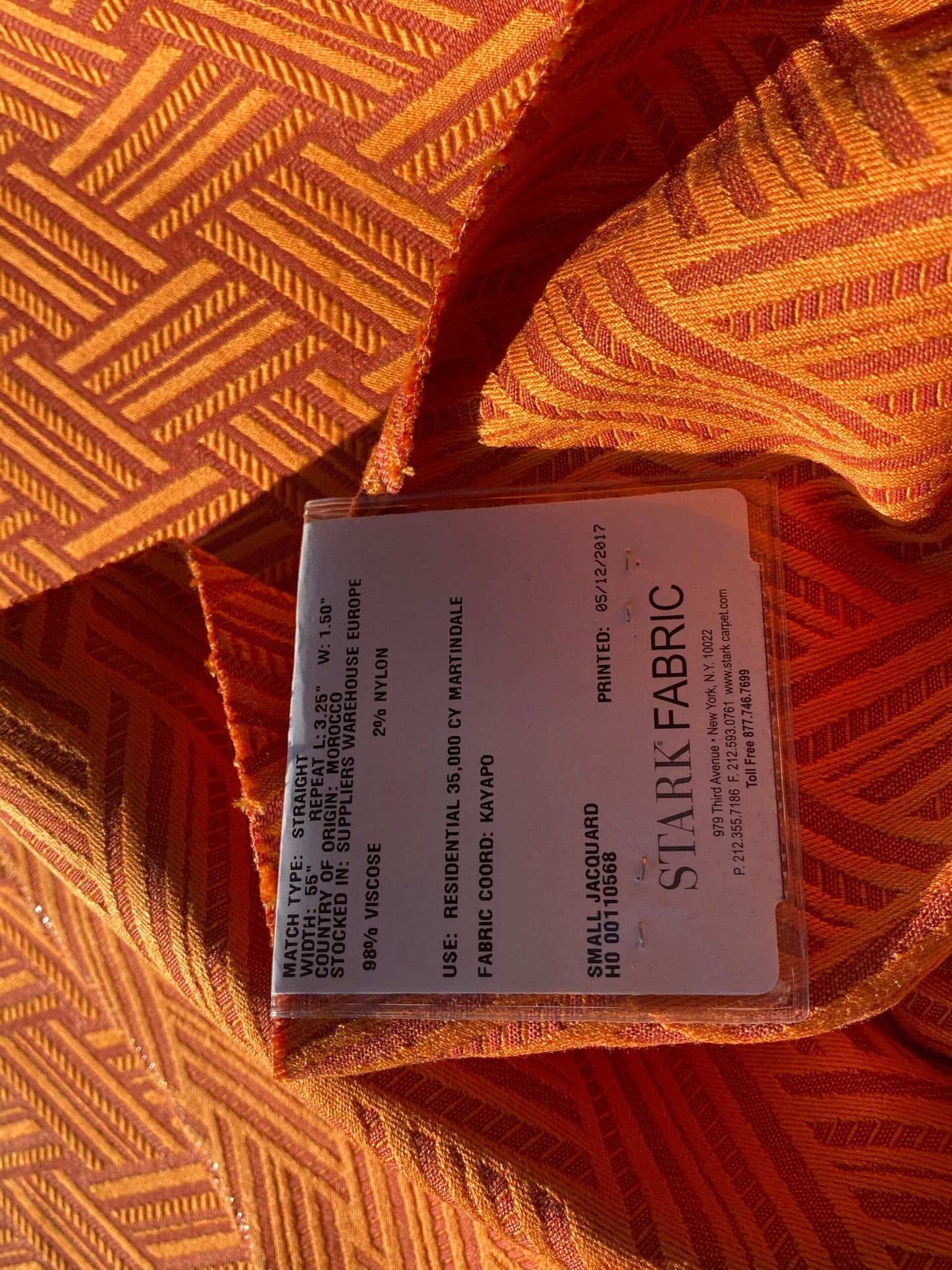 35 Berkbox103 Square Scalamandre Lelievre Paris Vacoa Abricot Orange Diamond Ogee Viscose MSRP USD354/y 23"x 26"