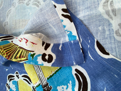 10 BerkBox94 Raoul Textile Line Hand Print Made in US Blue Kids Nursery Europe Landscape Pissa Paris Athens MSRP $300+/y