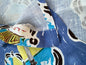 10 BerkBox94 Raoul Textile Line Hand Print Made in US Blue Kids Nursery Europe Landscape Pissa Paris Athens MSRP $300+/y