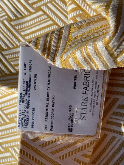 36 Berkbox103 Square Scalamandre Lelievre Paris Vacoa Soleil Yellow Cream Diamond Ogee Viscose MSRP USD354/y 23"x 26"