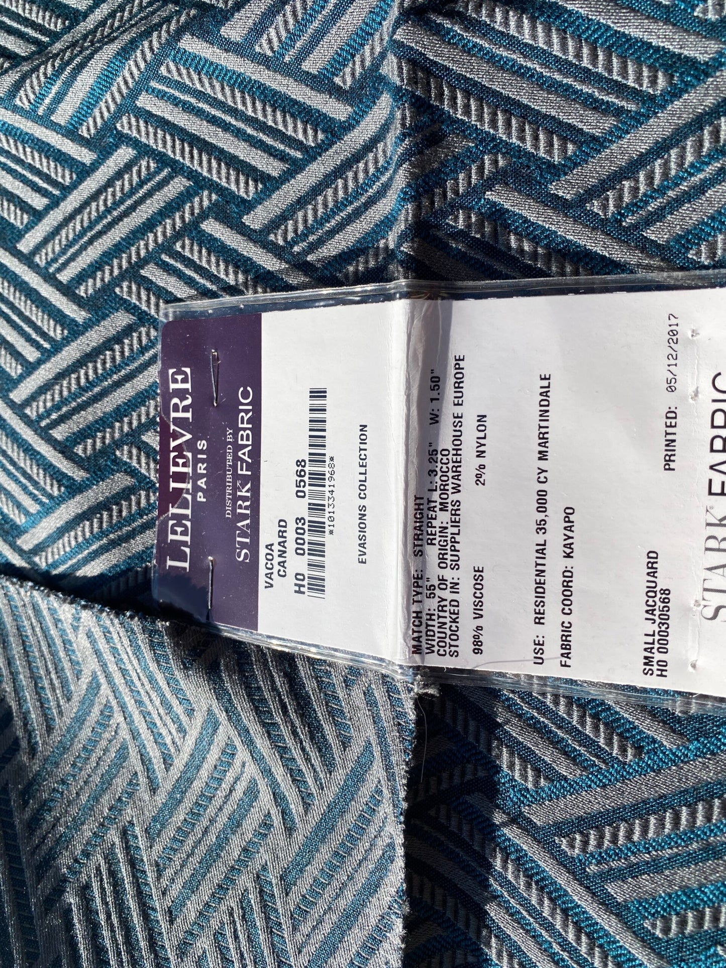 37 Berkbox103 Square Scalamandre Lelievre Paris Vacoa Canard Blue Diamond Ogee Viscose MSRP USD354/y 23"x 26"