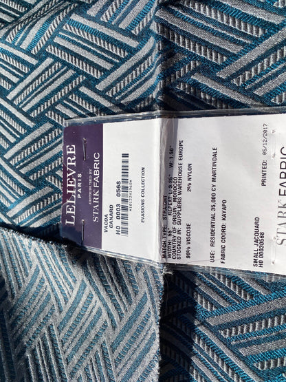 37 Berkbox103 Square Scalamandre Lelievre Paris Vacoa Canard Blue Diamond Ogee Viscose MSRP USD354/y 23"x 26"