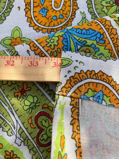 12 BerkBox94 Raoul Textile Line Hand Print Made in US Paisley Green Orange White MSRP $300+/y