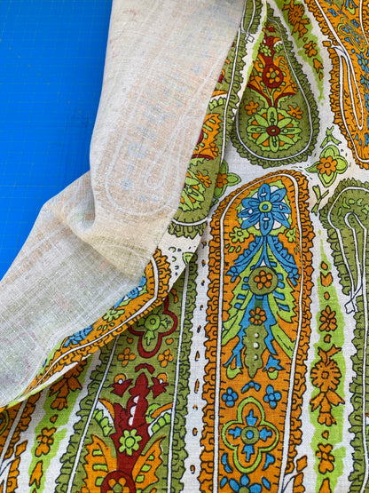 12 BerkBox94 Raoul Textile Line Hand Print Made in US Paisley Green Orange White MSRP $300+/y