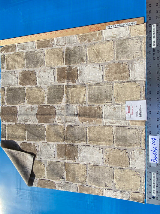 3 Berkbox104 Square Scalamandre Castellina Travertine Cut Velvet Brown Abstract Geometric MSRP USD 296/y