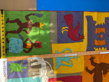 13 BerkBox94 Raoul Textile Line Hand Print Made in US Kids Nursery Animals Human Print Multi Color MSRP $300+/y