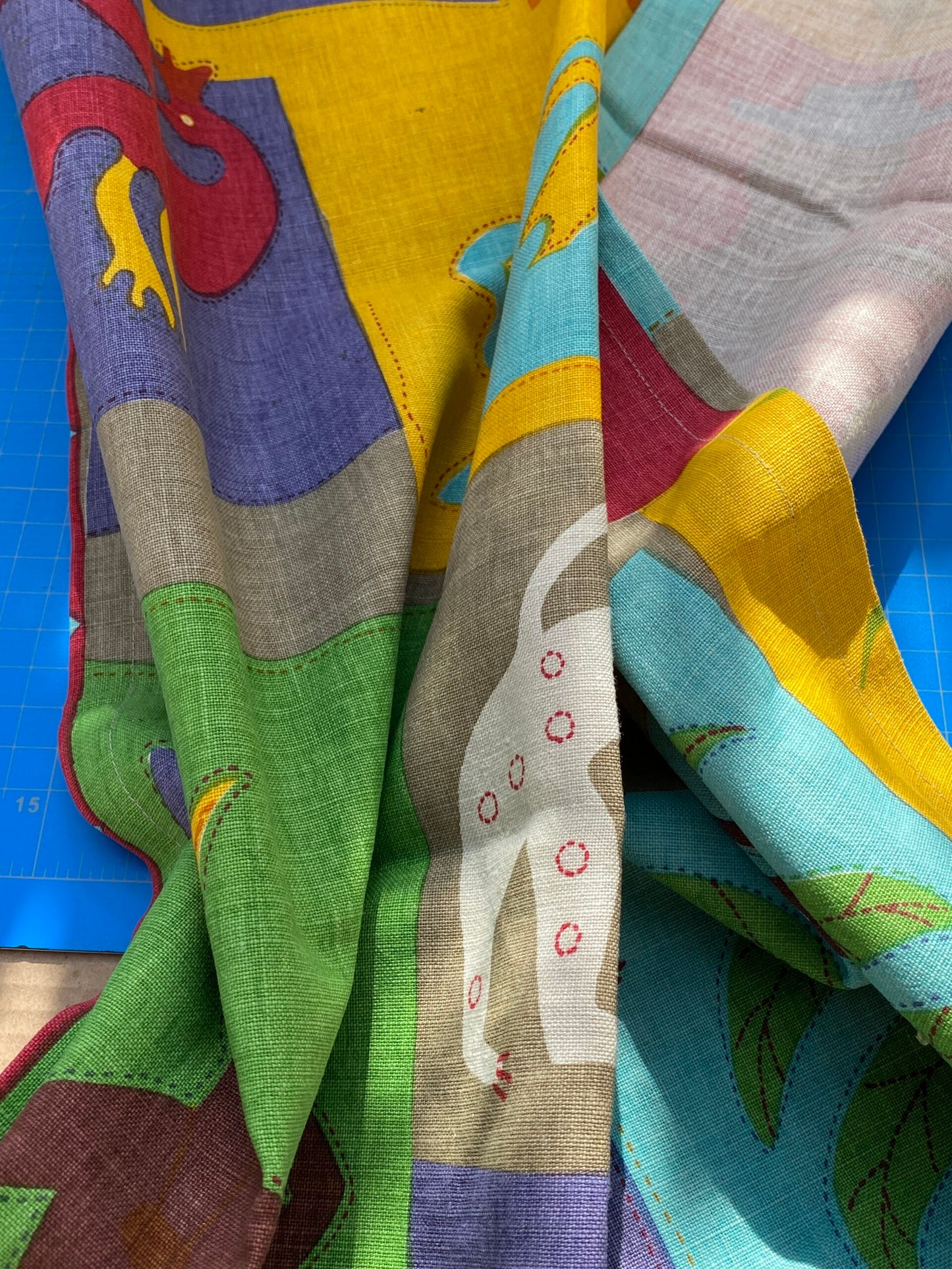 13 BerkBox94 Raoul Textile Line Hand Print Made in US Kids Nursery Animals Human Print Multi Color MSRP $300+/y