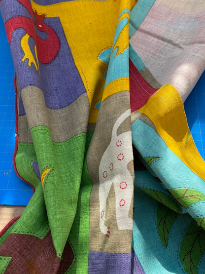 13 BerkBox94 Raoul Textile Line Hand Print Made in US Kids Nursery Animals Human Print Multi Color MSRP $300+/y