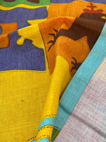 13 BerkBox94 Raoul Textile Line Hand Print Made in US Kids Nursery Animals Human Print Multi Color MSRP $300+/y