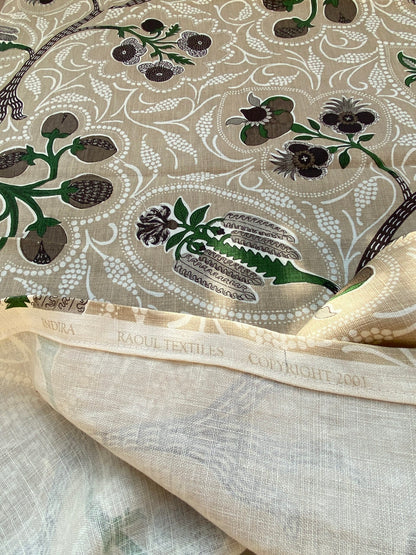 14 BerkBox94 Raoul Textile Line Hand Print Made in US 1.8Y Indira Pomegranate Strawberry Tree Foliage Beige Brown White MSRP $300+/y