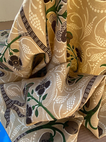 14 BerkBox94 Raoul Textile Line Hand Print Made in US 1.8Y Indira Pomegranate Strawberry Tree Foliage Beige Brown White MSRP $300+/y