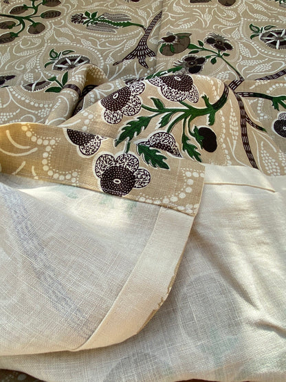 14 BerkBox94 Raoul Textile Line Hand Print Made in US 1.8Y Indira Pomegranate Strawberry Tree Foliage Beige Brown White MSRP $300+/y