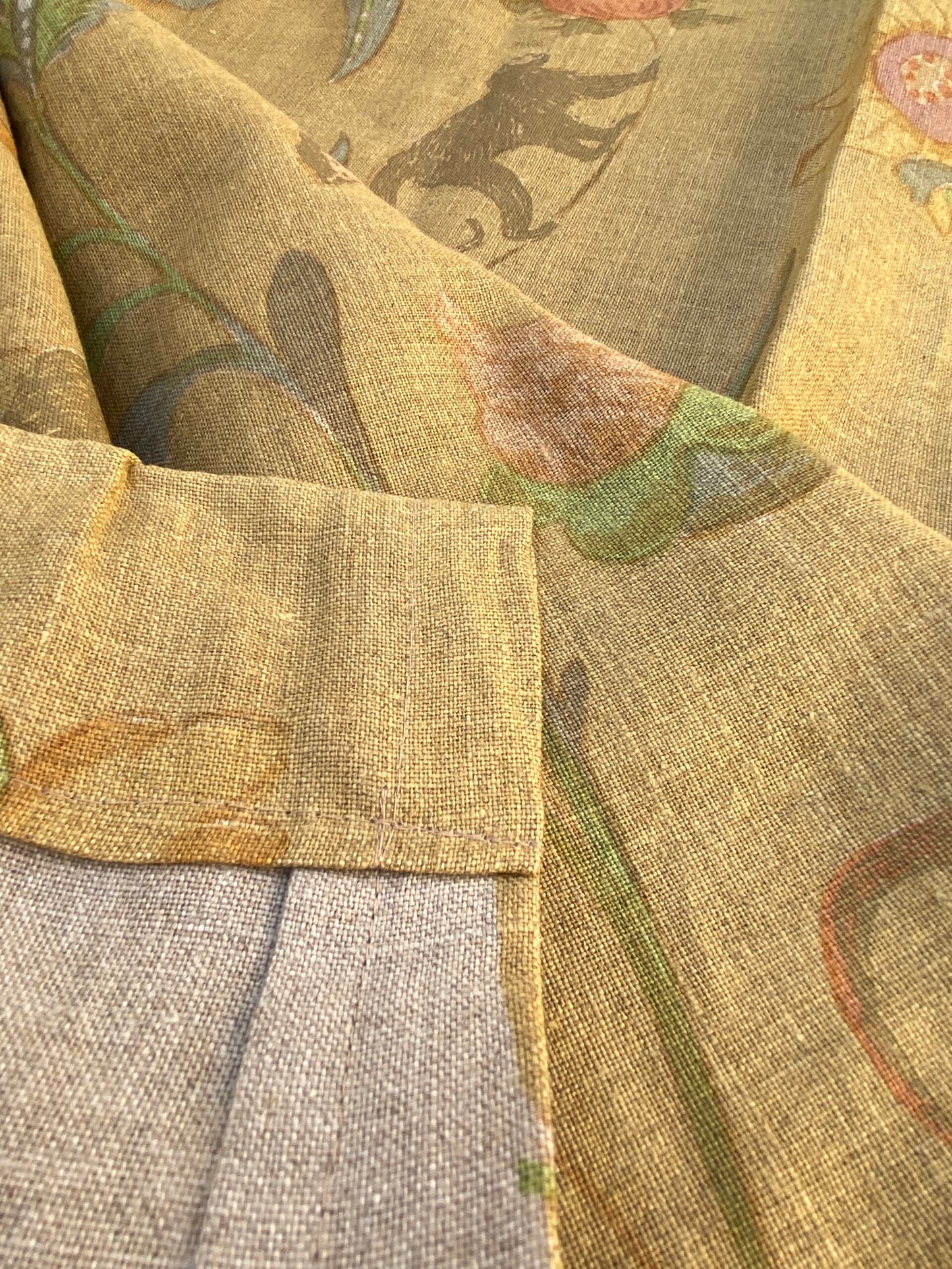 15 BerkBox94 Raoul Textile Line Hand Print Made in US 1.5Yard Animals Monkey Fruit Botanical Foliage Print Yellow MSRP $300+/y