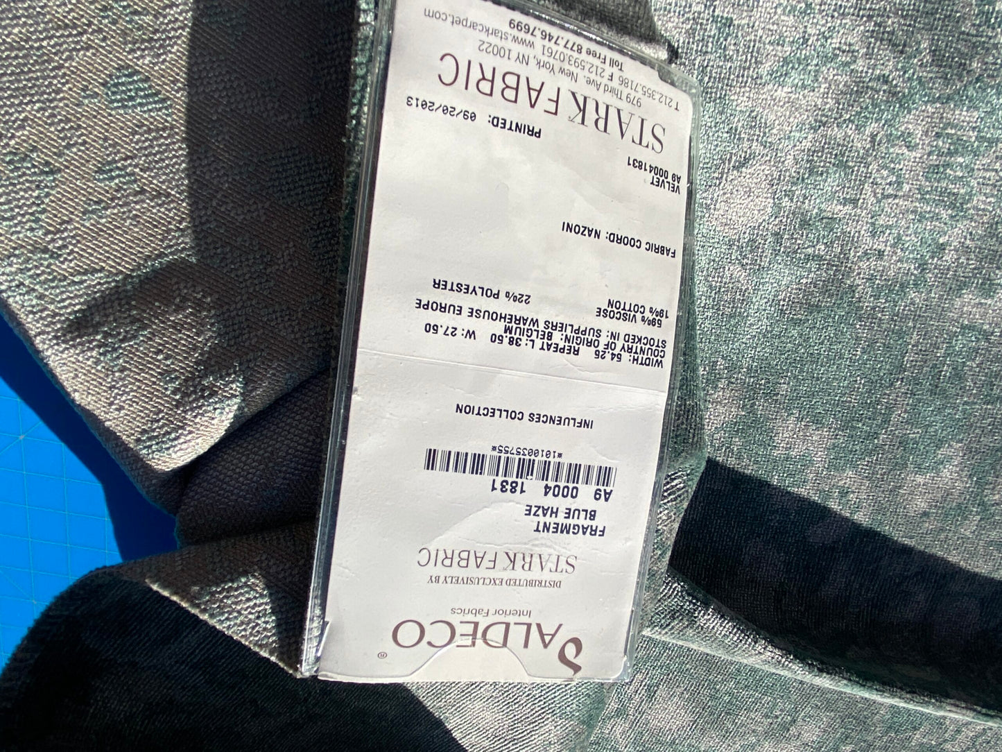 10 Berkbox104 Square Scalamandre Aldeco Fragment Blue Haze Abstract Velvet