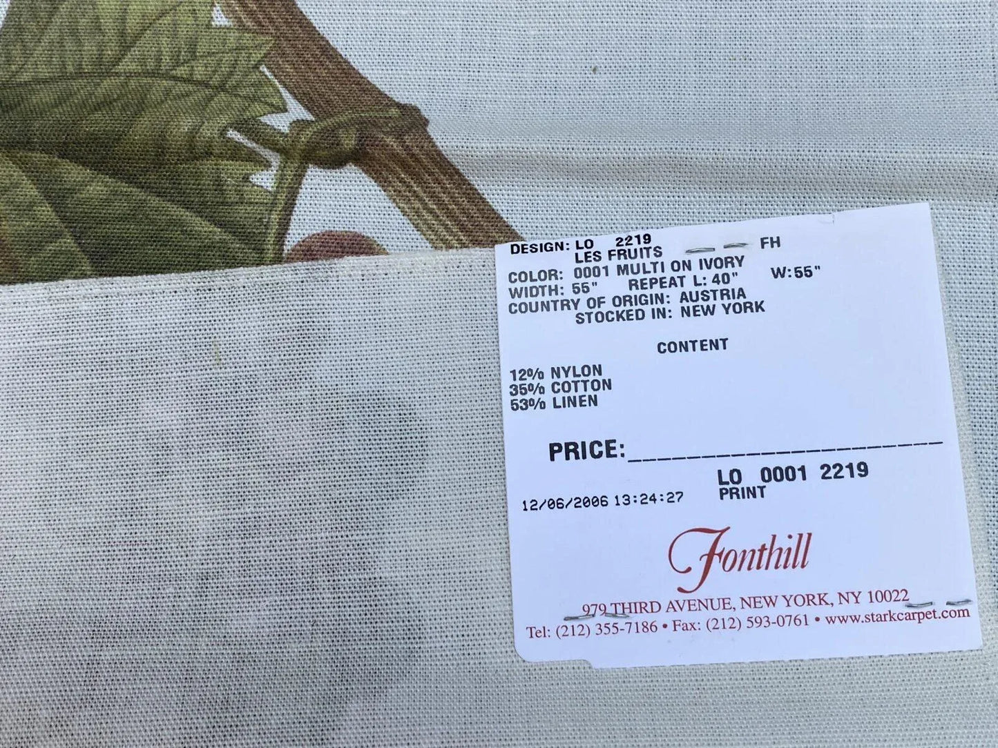 18m Berkbox9 Length Scalamandre Print 34"L x 27" W Les Fruits Multi On Ivory