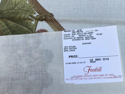 18k Berkbox9 Length Scalamandre Print 34"L x 27" W Les Fruits Multi On Ivory