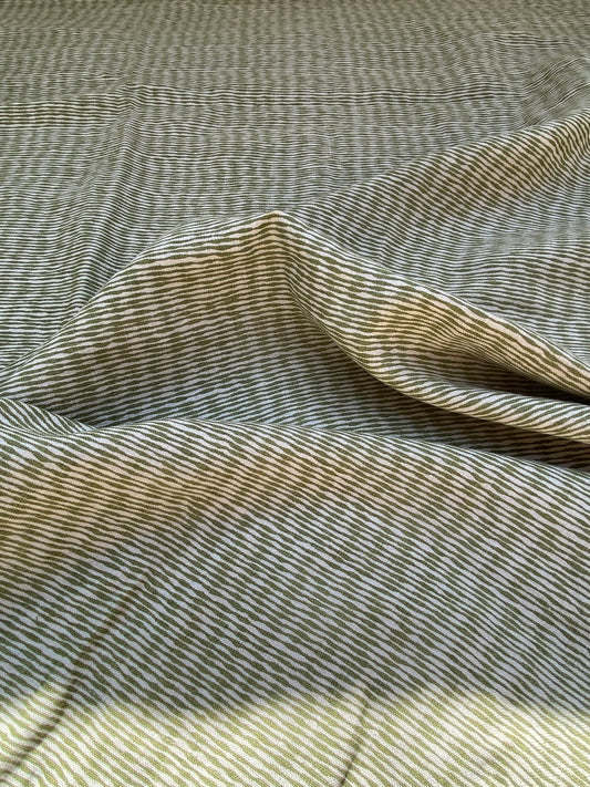 16 BerkBox94 Raoul Textile Line Hand Print Made in US Lena Stripe Small Scale Green White 1.75Y MSRP $300+/y
