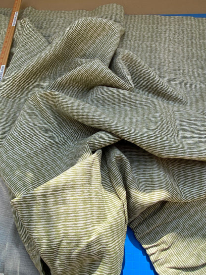 16 BerkBox94 Raoul Textile Line Hand Print Made in US Lena Stripe Small Scale Green White 1.75Y MSRP $300+/y