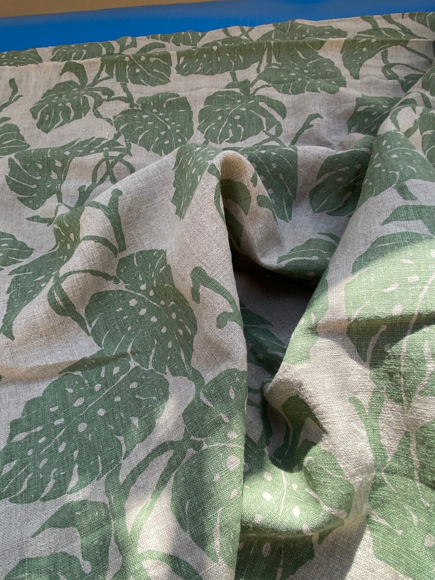 17 BerkBox94 Raoul Textile Line Hand Print Made in US Tropical Print Green White MSRP $300+/y
