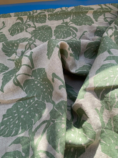 17 BerkBox94 Raoul Textile Line Hand Print Made in US Tropical Print Green White MSRP $300+/y