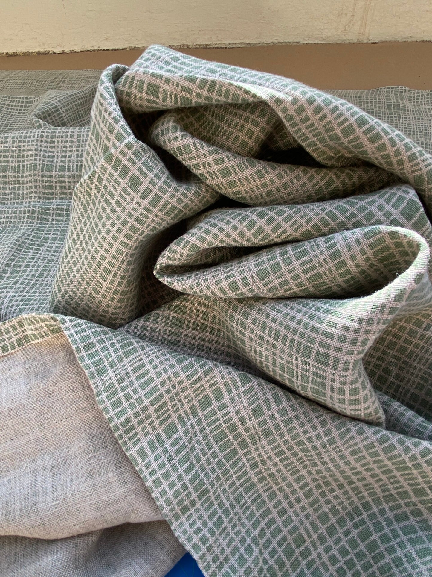 16 BerkBox94 Raoul Textile Line Hand Print Made in US Lena Stripe Small Scale Green White 1.75Y MSRP $300+/y