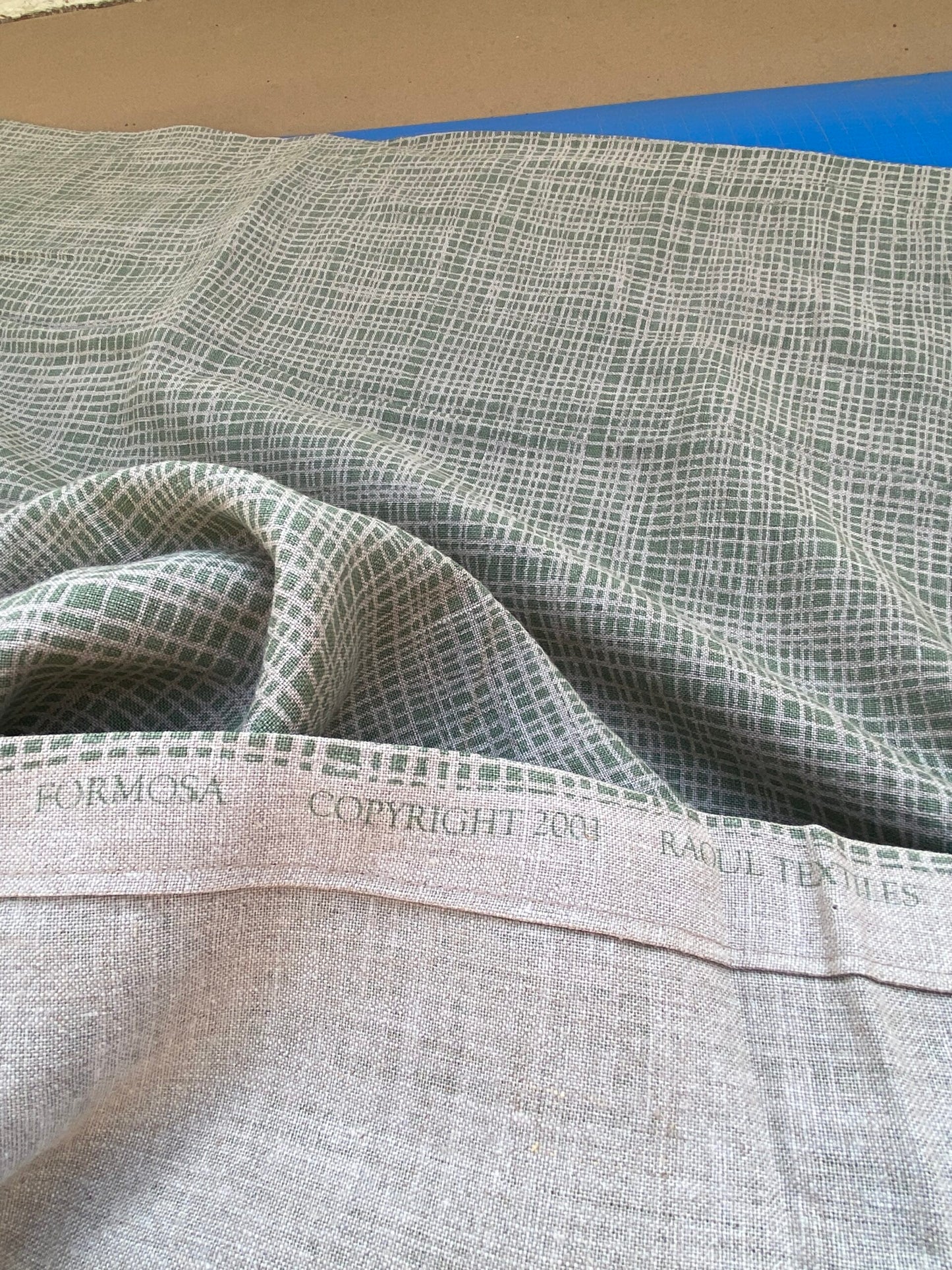 16 BerkBox94 Raoul Textile Line Hand Print Made in US Lena Stripe Small Scale Green White 1.75Y MSRP $300+/y