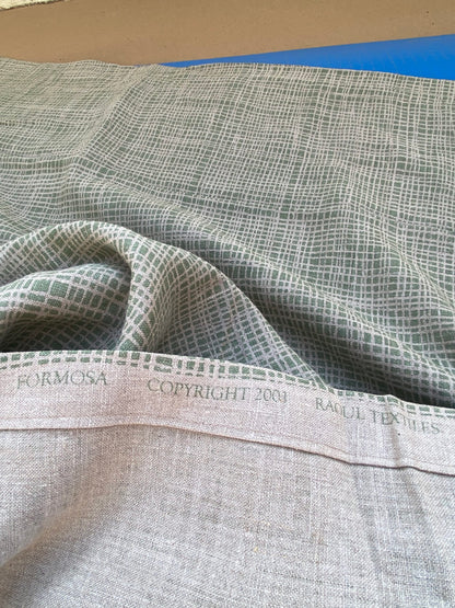 16 BerkBox94 Raoul Textile Line Hand Print Made in US Lena Stripe Small Scale Green White 1.75Y MSRP $300+/y