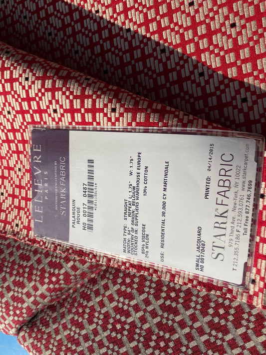 19 Berkbox104 Square Scalamandre Lelievre Paris Palanquin Rouge Red Cream Small Scale Texture