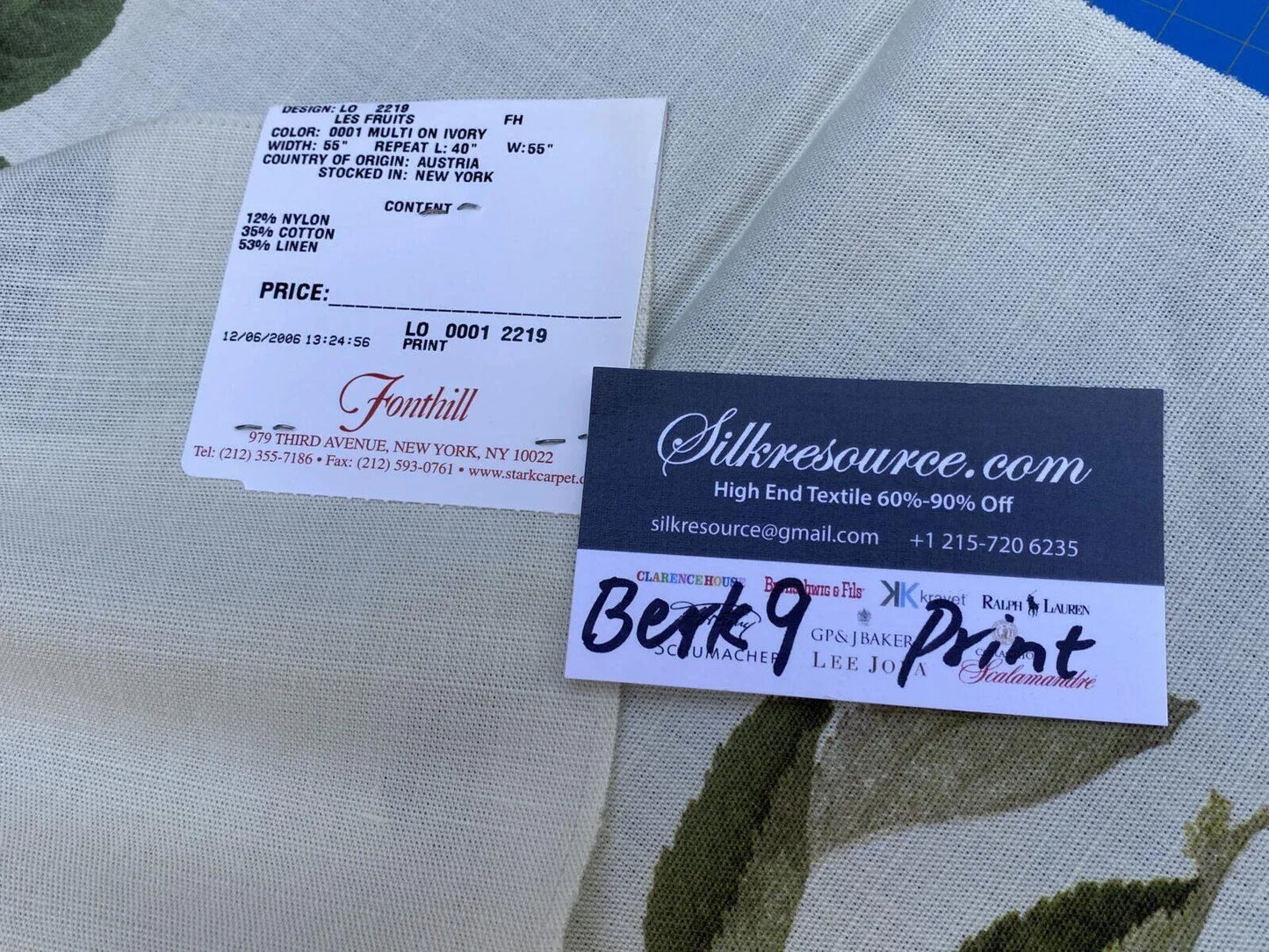 18k Berkbox9 Length Scalamandre Print 34"L x 27" W Les Fruits Multi On Ivory