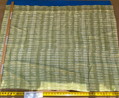 19 BerkBox94 Raoul Textile Line Hand Print Made in US Green Beige Stripe Small Scale MSRP $300+/y