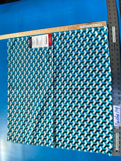 23 Berkbox104 Square Scalamandre Lelievre Paris Ceramic FR Paon Blue Polyester Geometric Graphic Small Scale MSRP USD416/y