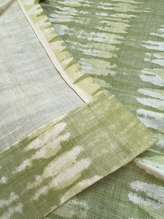 19 BerkBox94 Raoul Textile Line Hand Print Made in US Green Beige Stripe Small Scale MSRP $300+/y