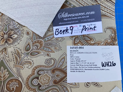 19 Berkbox9 Length Scalamandre Print 27x25 Inches Belle Jardin Collection Neutral