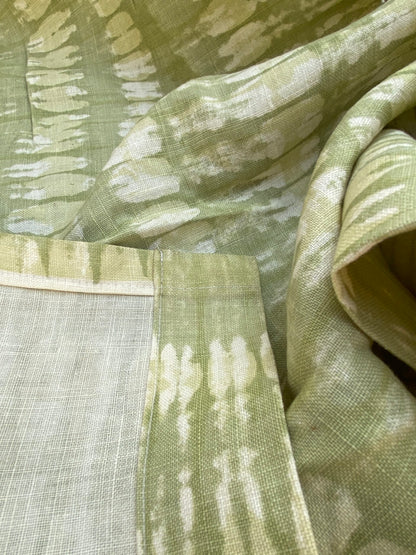 19 BerkBox94 Raoul Textile Line Hand Print Made in US Green Beige Stripe Small Scale MSRP $300+/y