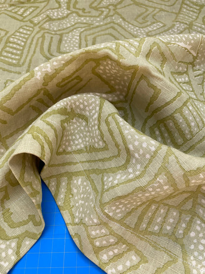 20 BerkBox94 Raoul Textile Line Hand Print Made in US Saibo Green Beige Abstract Geometric MSRP $300+/y
