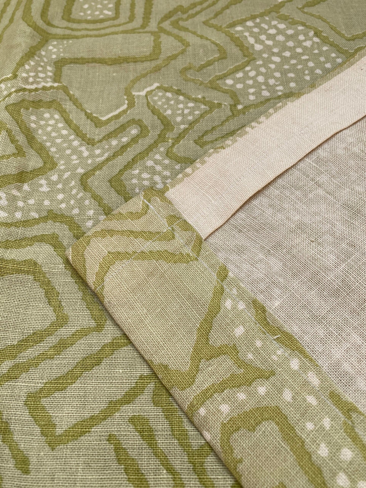 20 BerkBox94 Raoul Textile Line Hand Print Made in US Saibo Green Beige Abstract Geometric MSRP $300+/y
