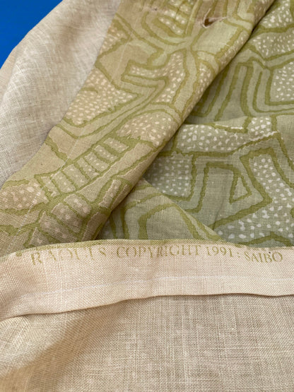 20 BerkBox94 Raoul Textile Line Hand Print Made in US Saibo Green Beige Abstract Geometric MSRP $300+/y