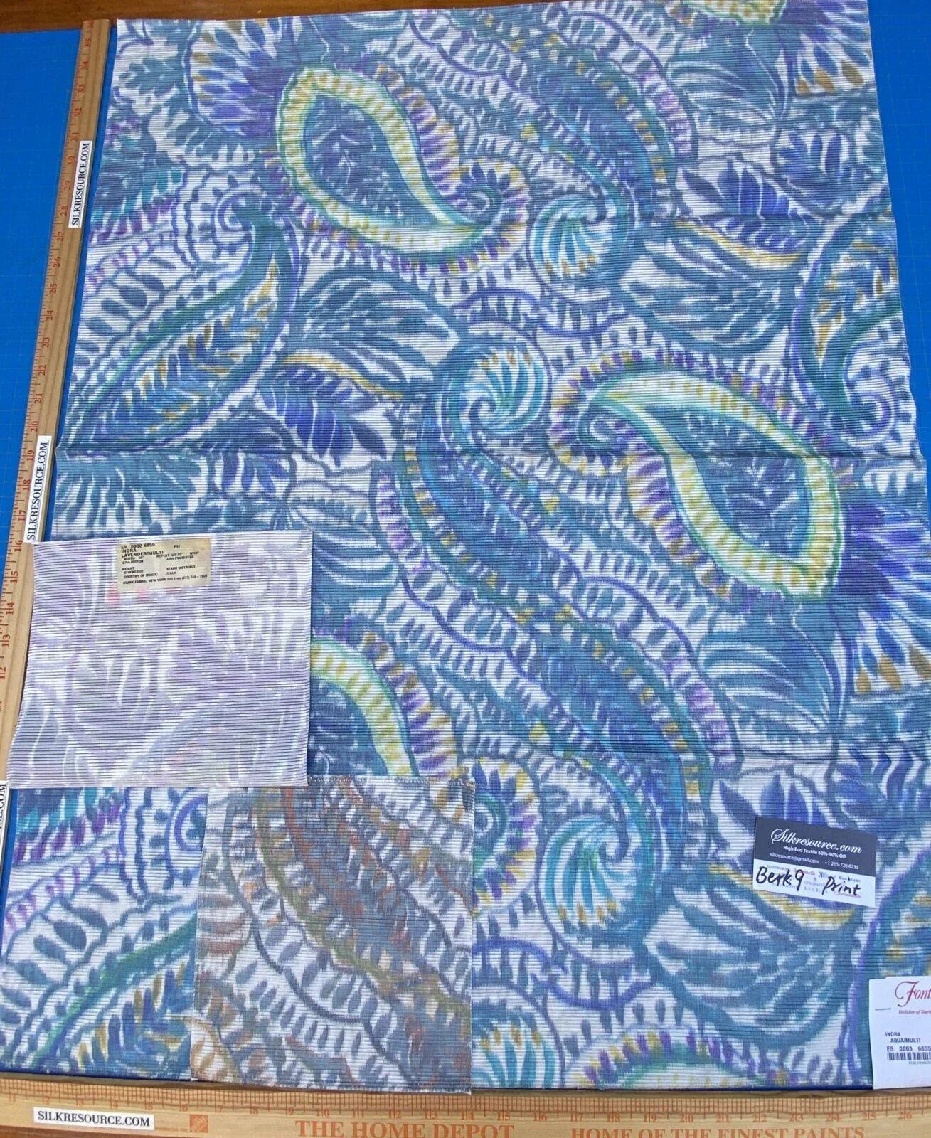 20e Berkbox9 Length Scalamandre Print 1 Yard X 26" Indra Aqua/multi Aztek Mayan Print Cotton MSRP USD 202/Y Heavy