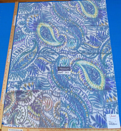 Scalamandre Indra Aztek Mayan Print Cotton - Aqua/Multi