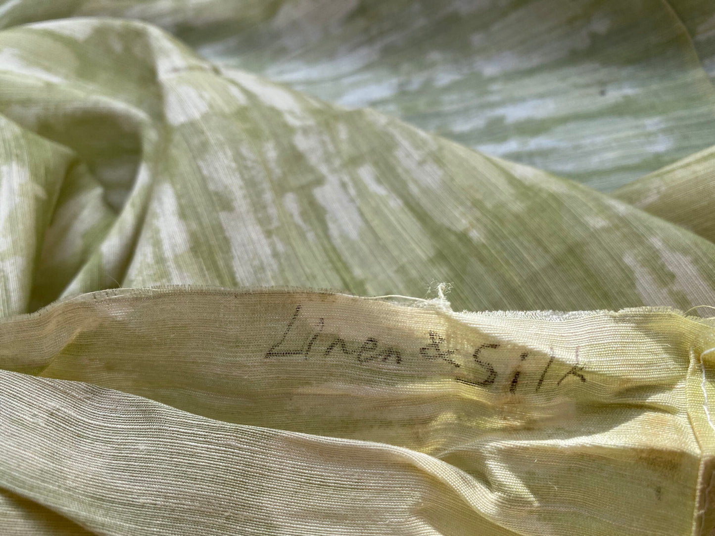 21 BerkBox94 Raoul Textile Line Hand Print Made in US Green Beige Stripe Small Scale 1.6Y X 48"W MSRP $300++/y