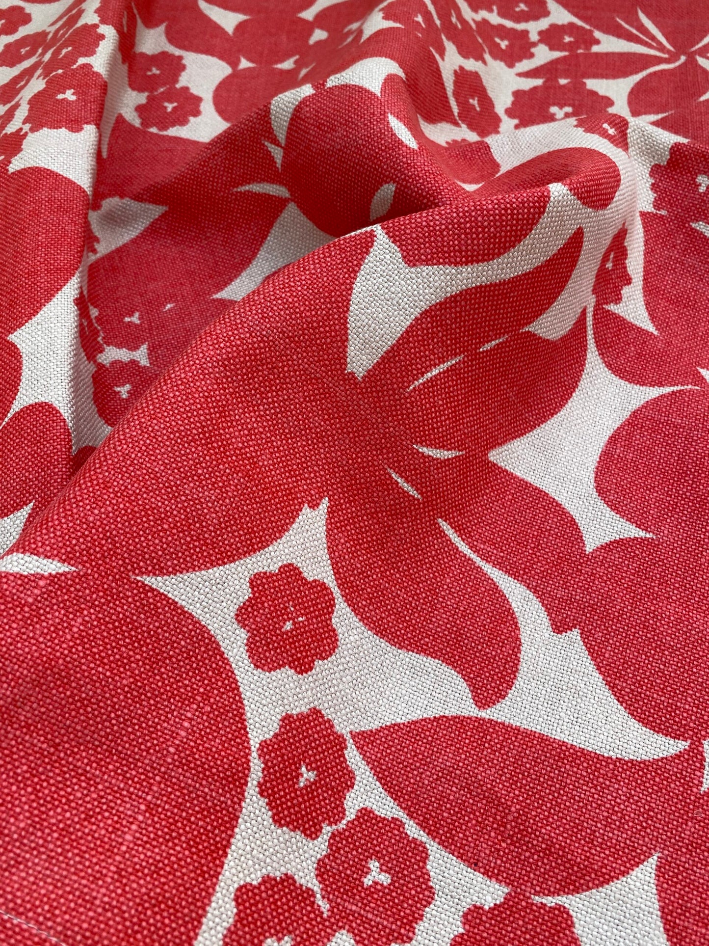 1 BerkBox95 Raoul Textile Linen Hand Print Made in US Botanical Linen Print Red White  MSRP $300+/y