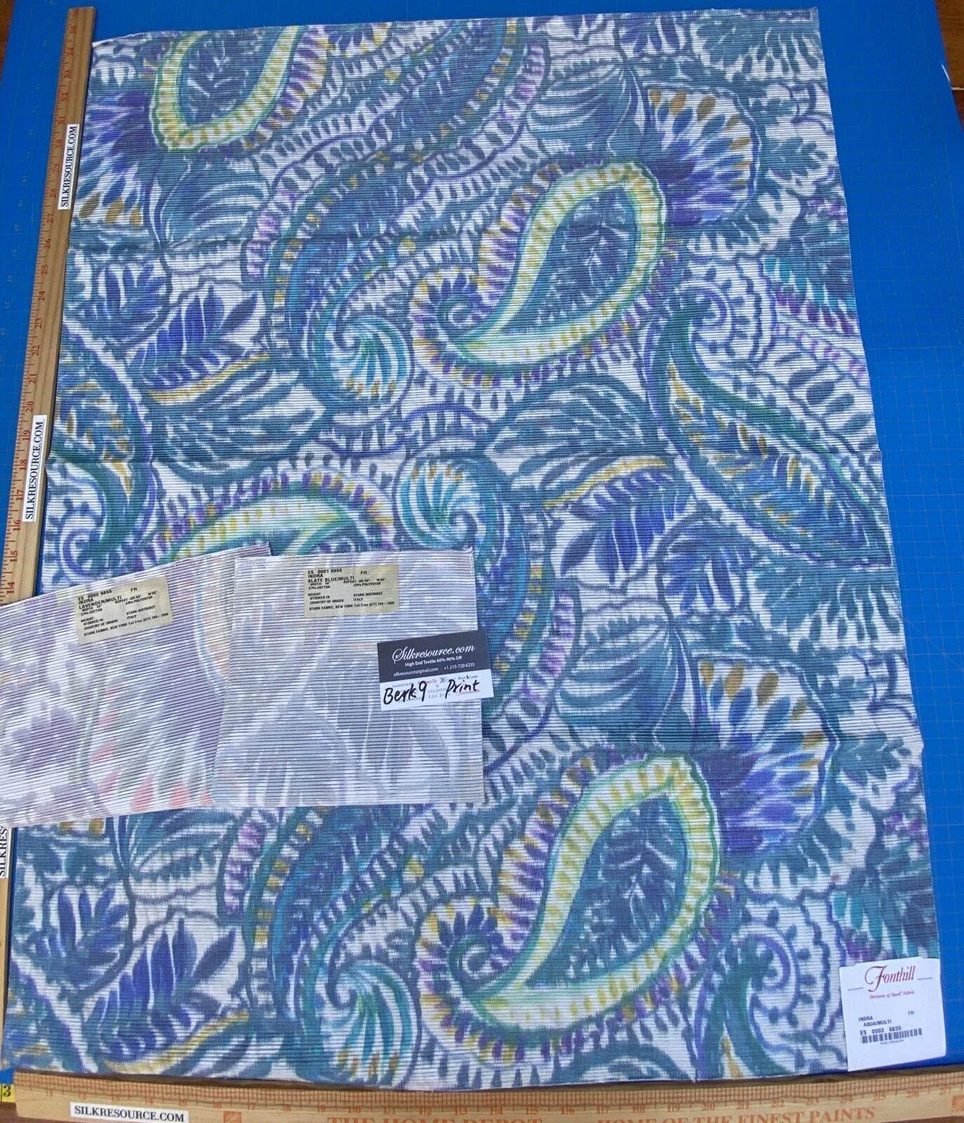 20j Berkbox9 Length Scalamandre Print 1 Yard X 26" Indra Aqua/multi Aztek Mayan Print Cotton MSRP USD 202/Y Heavy