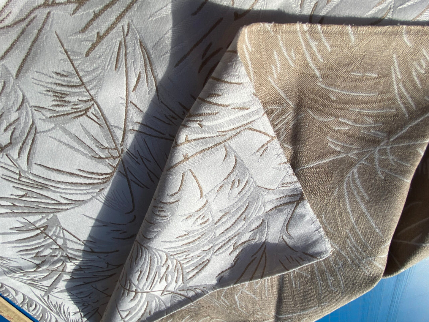 37 Berkbox104 Square Scalamandre Lelievre Paris Graminae Blanc White Brown Tropical Jacquard Woven