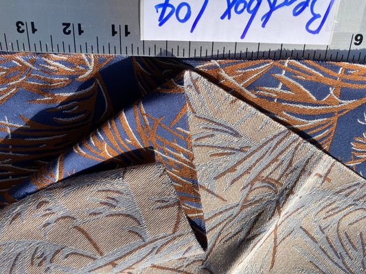 38 Berkbox104 Square Scalamandre Lelievre Paris Graminae Navy Blue Brown Tropical Jacquard Woven