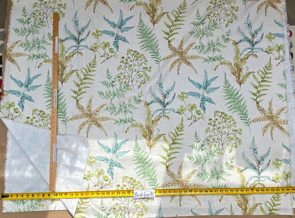 4 BerkBox95 Printed Fabrics by Old World Weavers 2.4Y Wethersfield Fern Spring Tropical White Green Blue