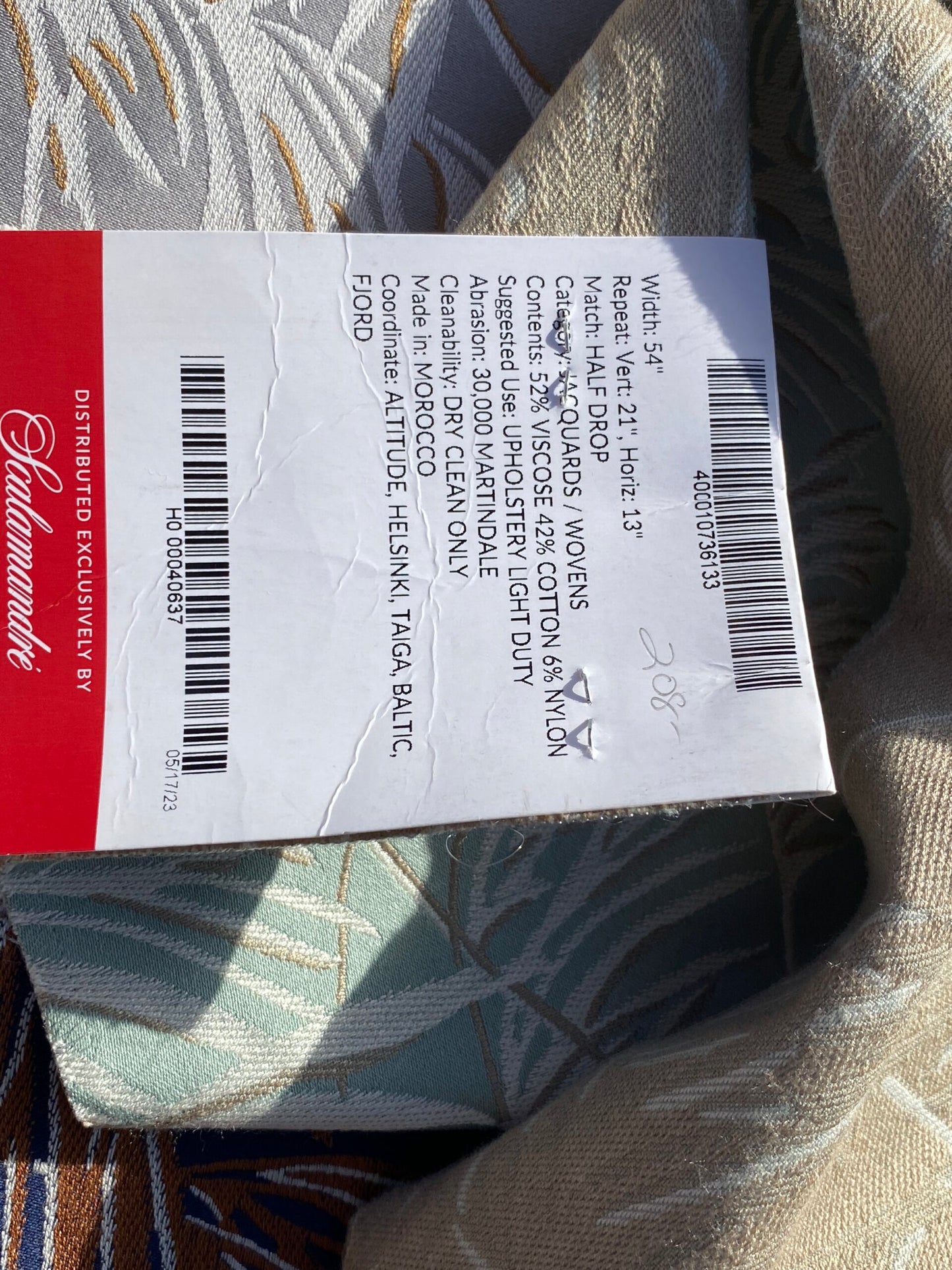 42 Berkbox104 Square Scalamandre Lelievre Paris Graminae Celadon Green Tropical Jacquard Woven