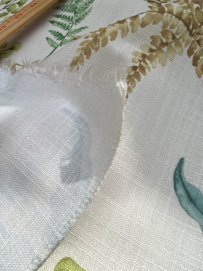 4 BerkBox95 Printed Fabrics by Old World Weavers 2.4Y Wethersfield Fern Spring Tropical White Green Blue