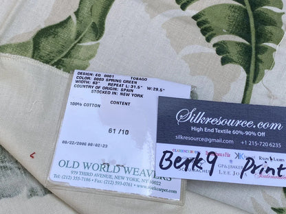 22 Berkbox9 Length Scalamandre Print 27x27 Inches Tobago Spring Green