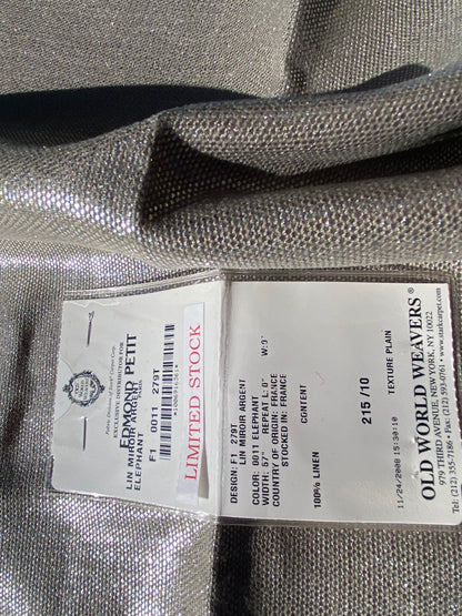 47 Berkbox104 Square Scalamandre Edmon Petit Lin Miroir Argent Elephant Linen  Gray Small Scale Texture MSRP USD 232/y